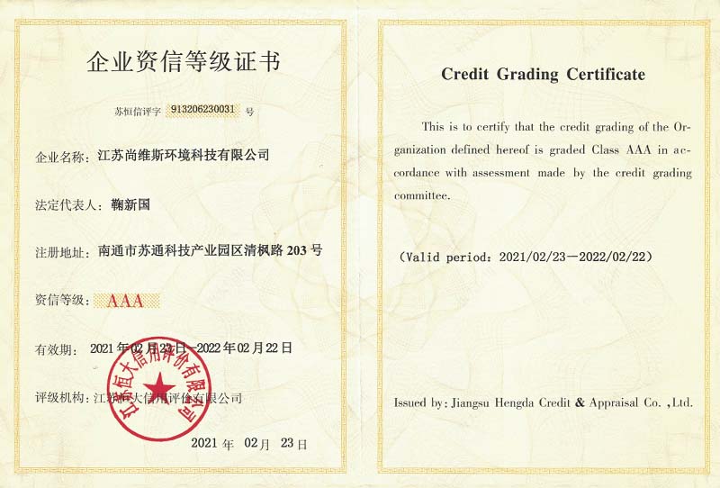3A征信等級證書2021
